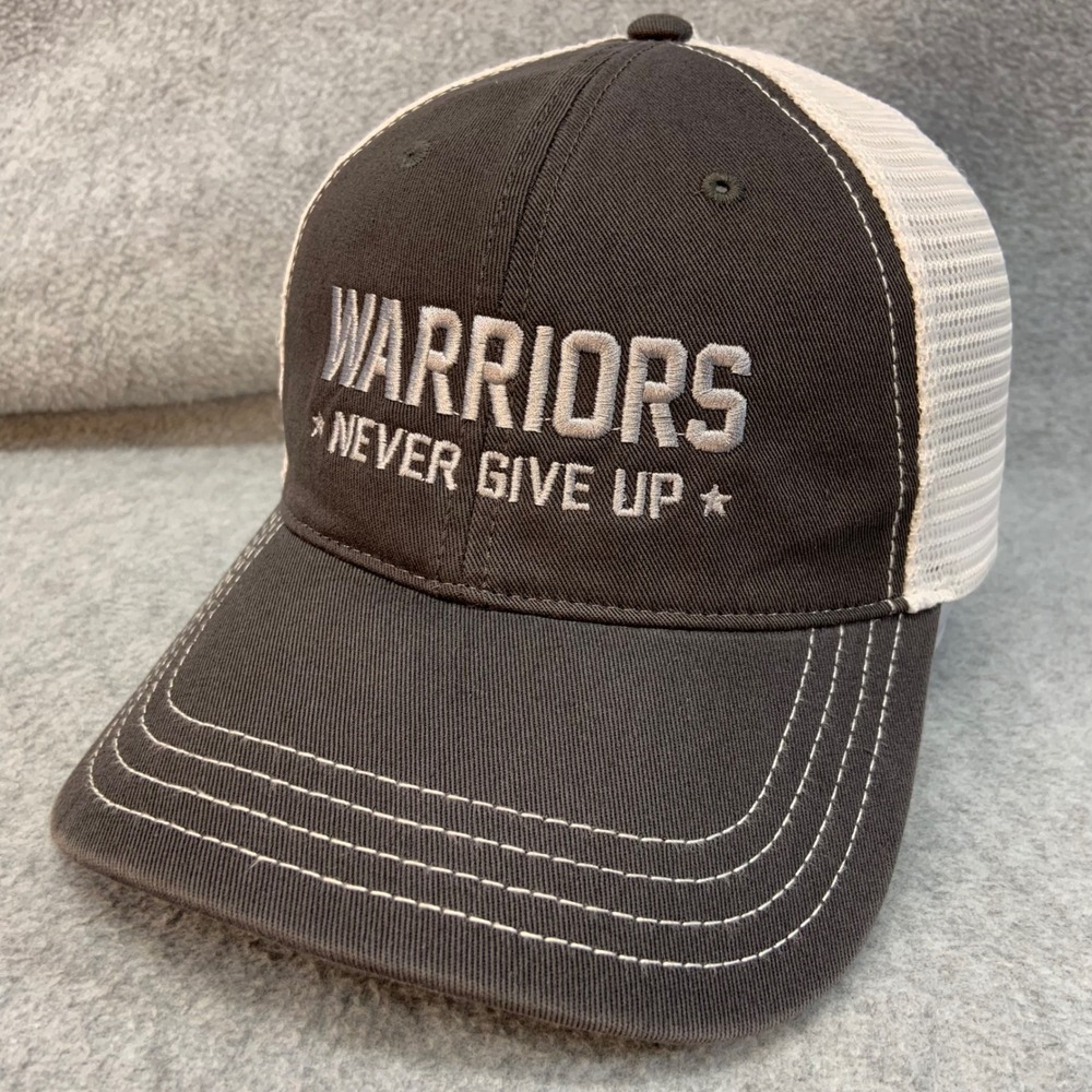 Warriors Never Give Up Unisex Grey Richardson Trucker Hat Snapback MD/LG